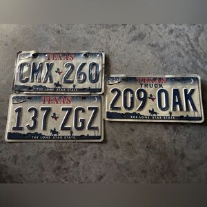 Texas TX License Plate Lot Of 3 Misc Singles